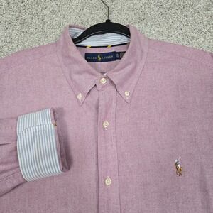 Ralph Lauren Red classic fit flip cuff mens shirt size‎ XL long sleeve
